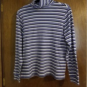 Striped Turtleneck Long Sleeve Top